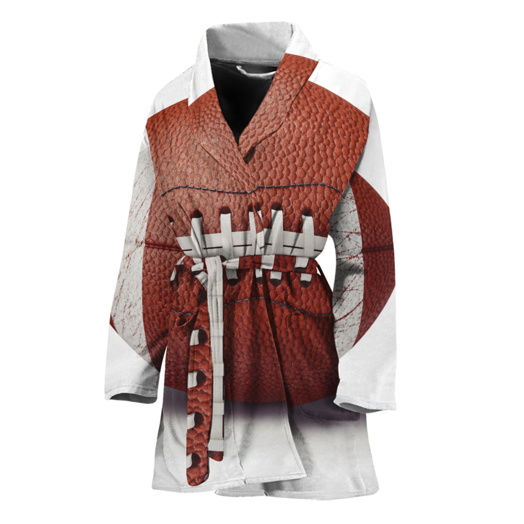 American Football Ball Print Women's Bathrobe