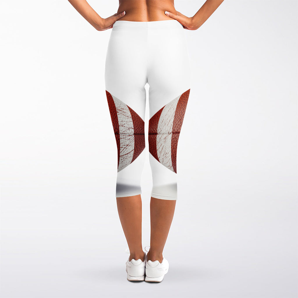 American Football Ball Print Women's Capri Leggings