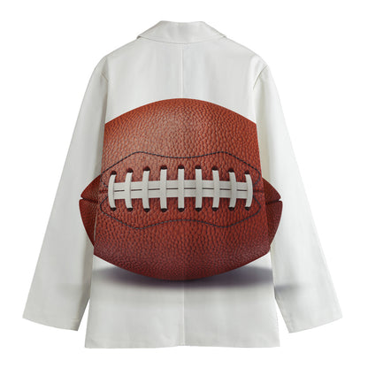 American Football Ball Print Women's Cotton Blazer