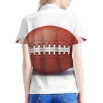 American Football Ball Print Women's Polo Shirt