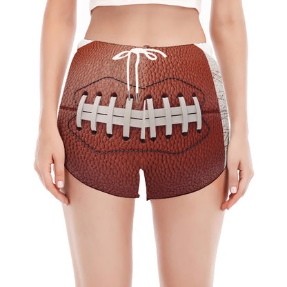 American Football Ball Print Women's Split Running Shorts
