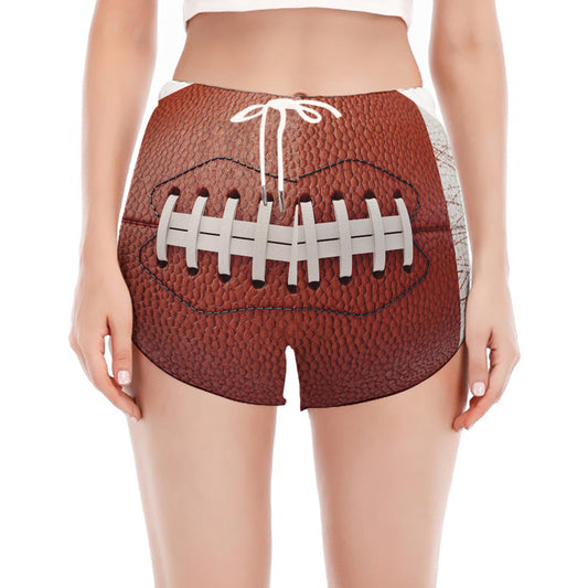 American Football Ball Print Women's Split Running Shorts