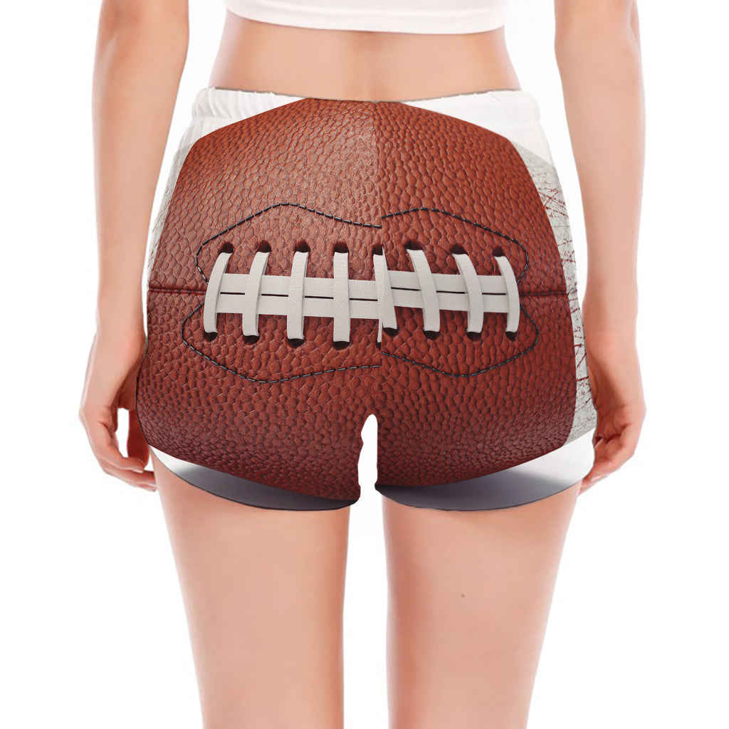 American Football Ball Print Women's Split Running Shorts
