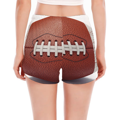 American Football Ball Print Women's Split Running Shorts