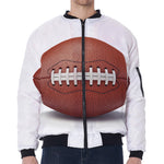 American Football Ball Print Zip Sleeve Bomber Jacket