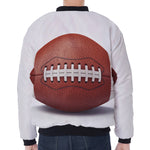 American Football Ball Print Zip Sleeve Bomber Jacket