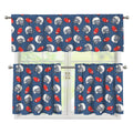American Football Pattern Print 3 Piece Kitchen Curtains