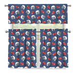 American Football Pattern Print 3 Piece Kitchen Curtains