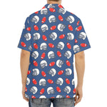 American Football Pattern Print Aloha Shirt