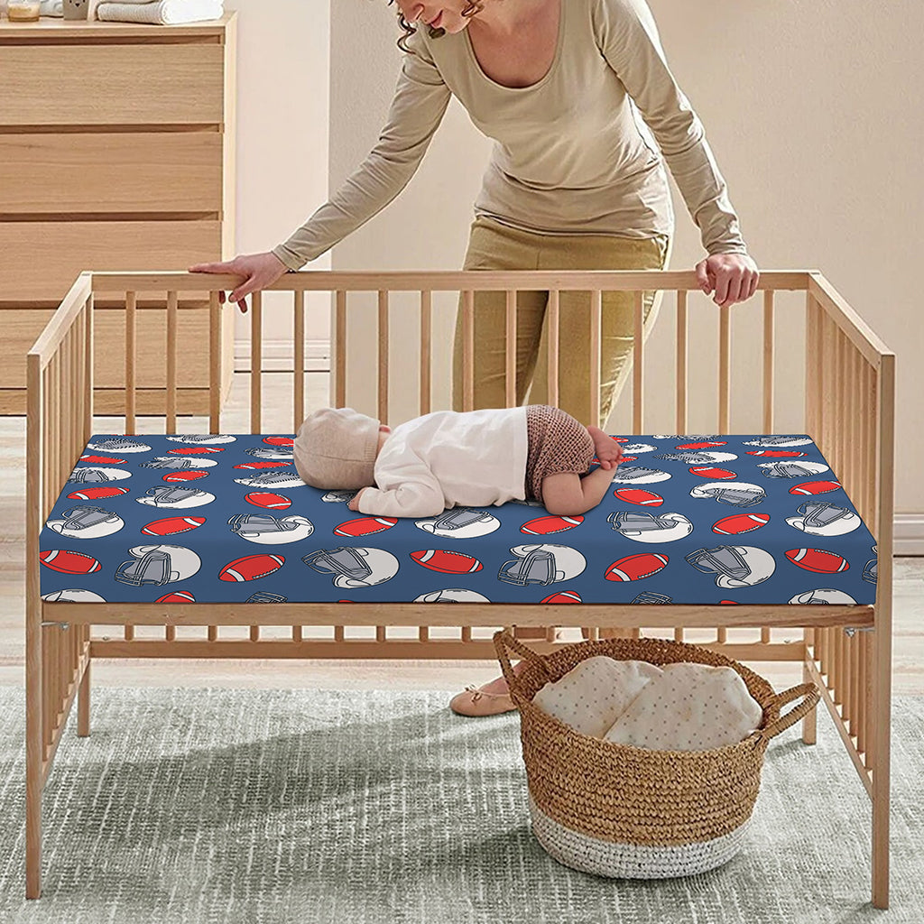 American Football Pattern Print Baby Crib Sheet