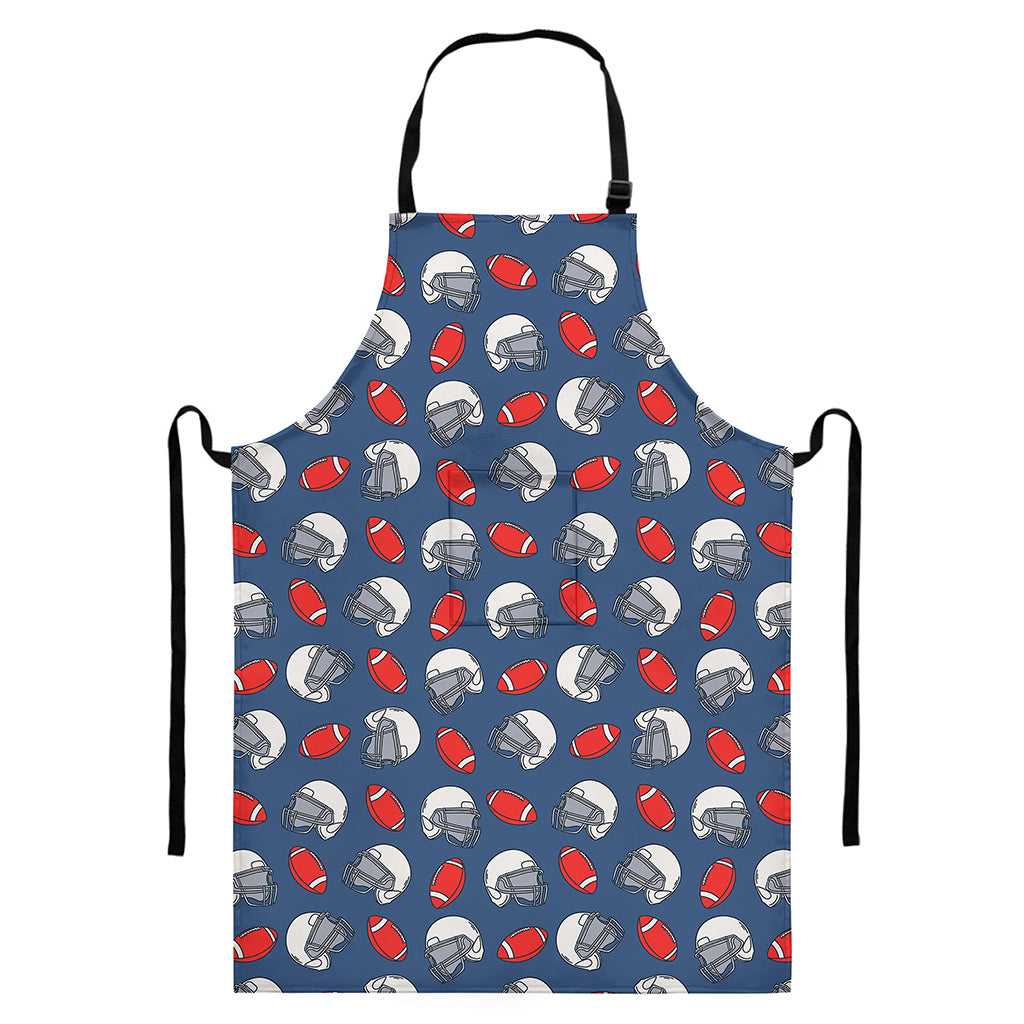 American Football Pattern Print Bib Apron With Pocket