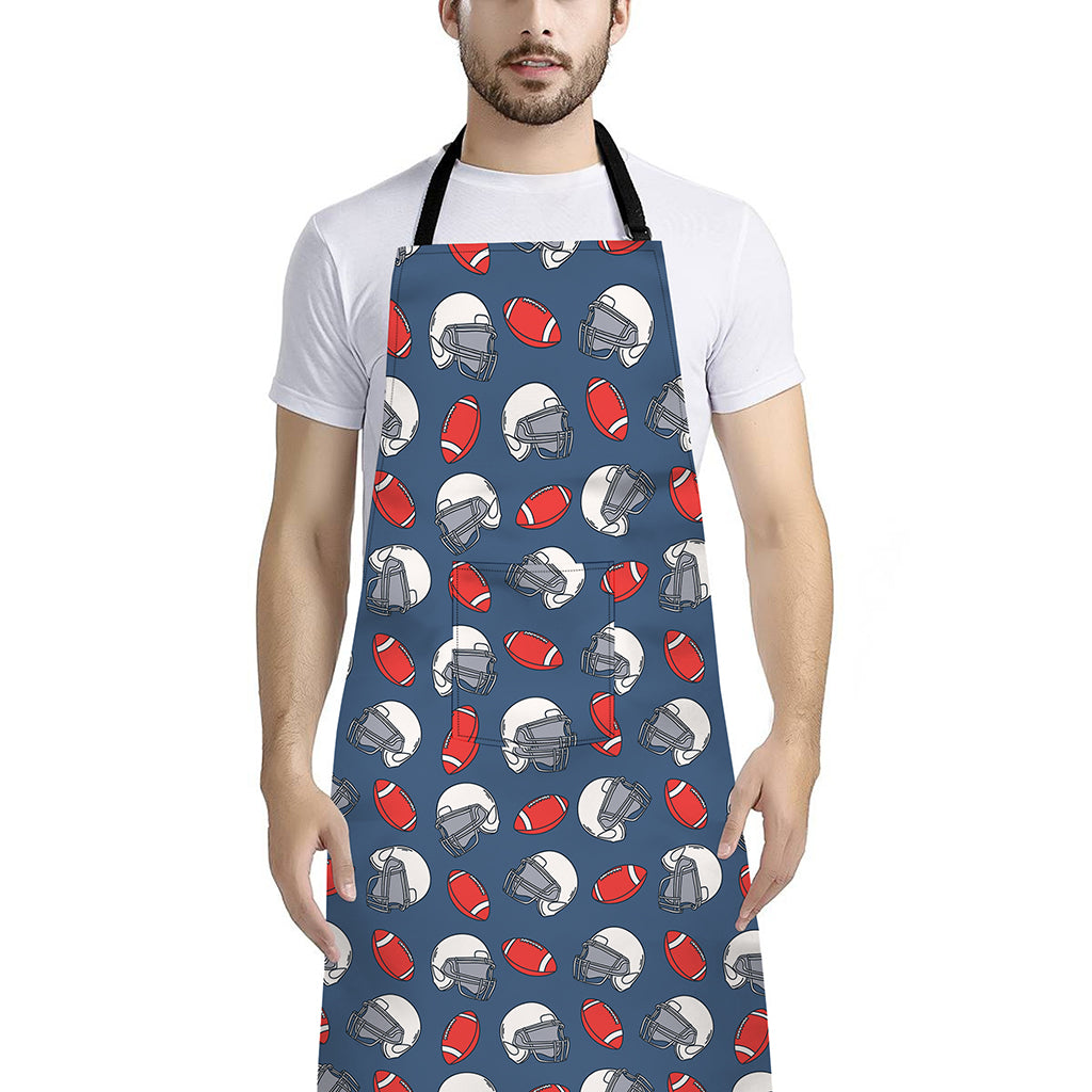 American Football Pattern Print Bib Apron With Pocket