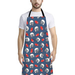 American Football Pattern Print Bib Apron With Pocket