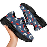 American Football Pattern Print Black Chunky Shoes