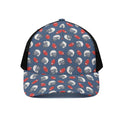 American Football Pattern Print Black Mesh Trucker Hat