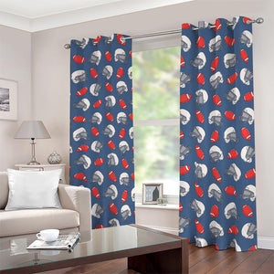 American Football Pattern Print Blackout Grommet Curtains