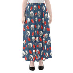 American Football Pattern Print Chiffon Maxi Skirt