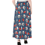 American Football Pattern Print Chiffon Maxi Skirt