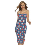 American Football Pattern Print Cross Back Cami Dress