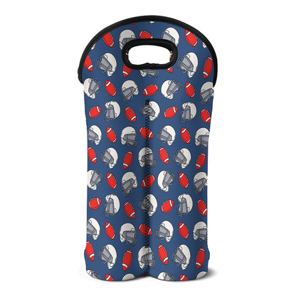 American Football Pattern Print Double Neoprene Wine Tote