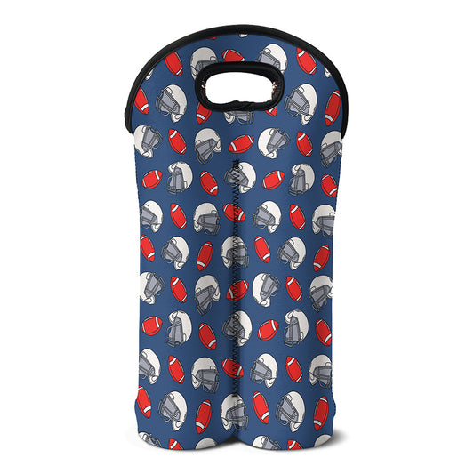 American Football Pattern Print Double Neoprene Wine Tote