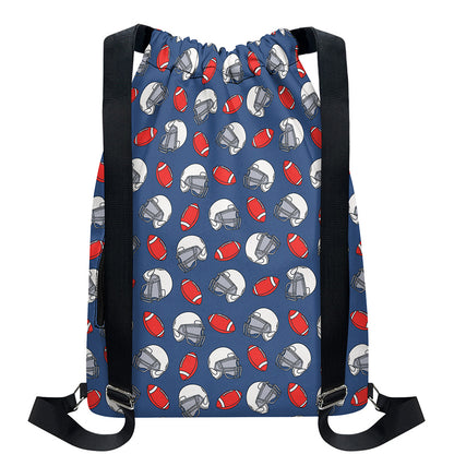 American Football Pattern Print Drawstring Backpack