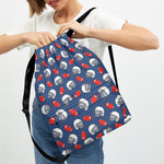 American Football Pattern Print Drawstring Backpack