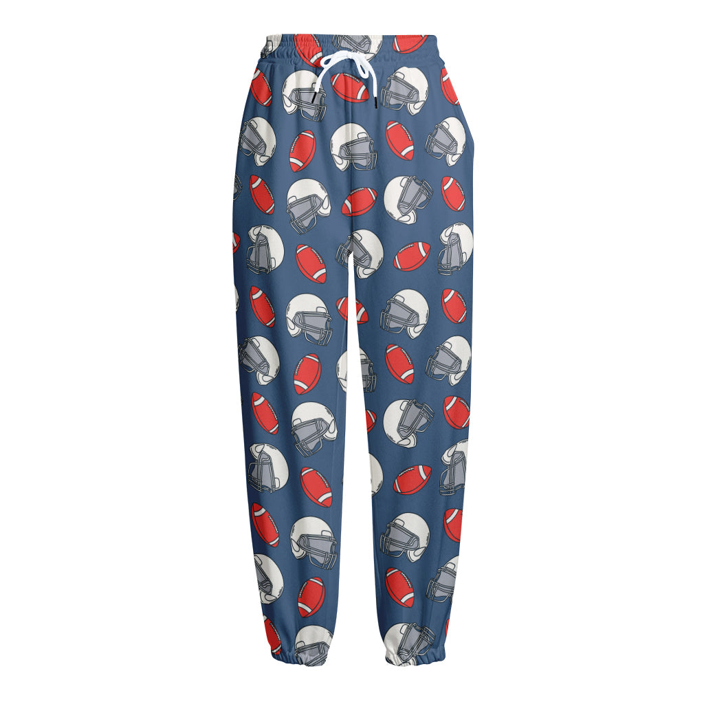 American Football Pattern Print Fleece Lined Knit Pants