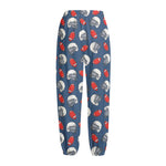 American Football Pattern Print Fleece Lined Knit Pants