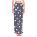 American Football Pattern Print High Slit Maxi Skirt