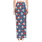 American Football Pattern Print High Slit Maxi Skirt