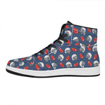 American Football Pattern Print High Top Leather Sneakers