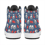 American Football Pattern Print High Top Leather Sneakers