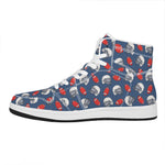 American Football Pattern Print High Top Leather Sneakers