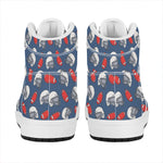 American Football Pattern Print High Top Leather Sneakers