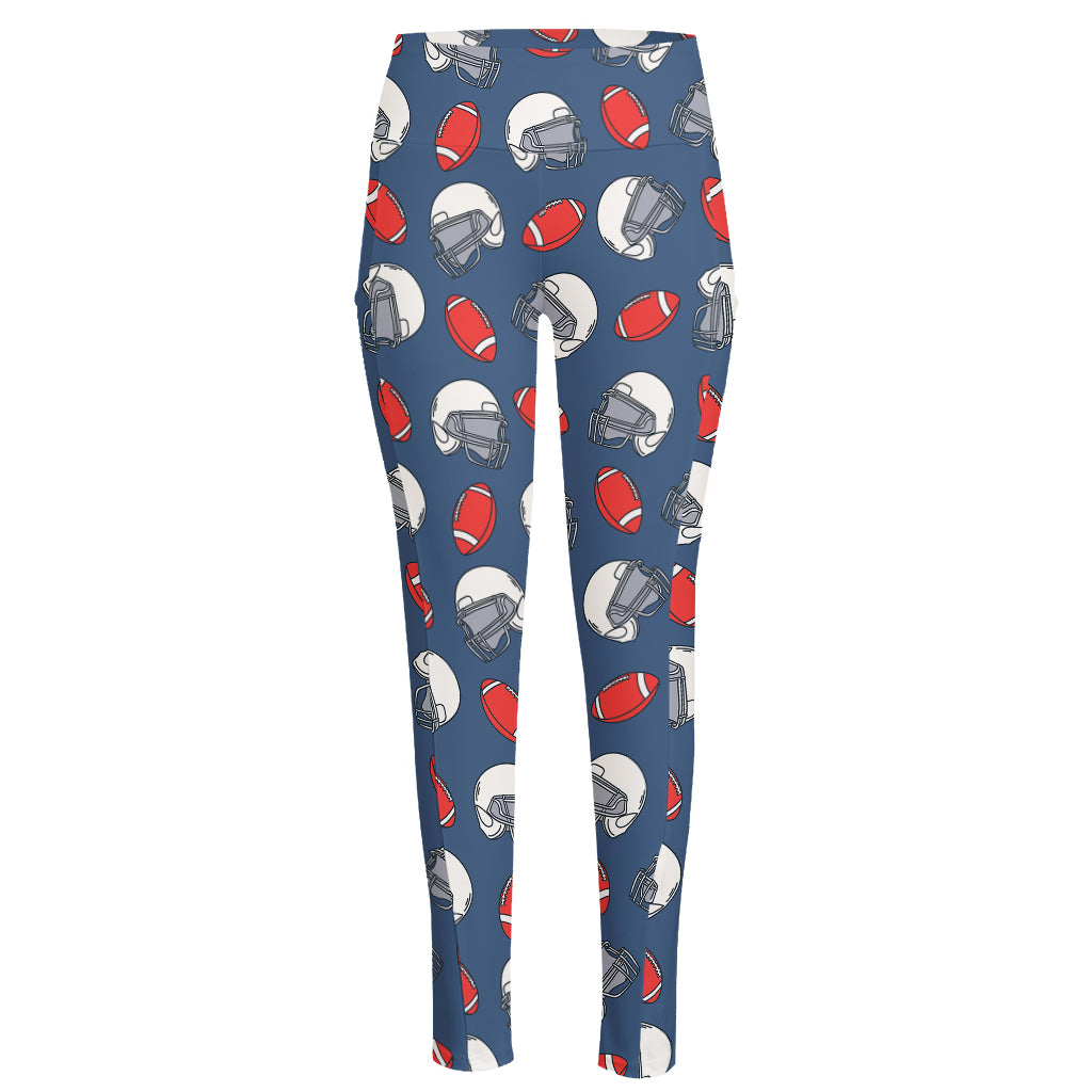 American Football Pattern Print High-Waisted Pocket Leggings