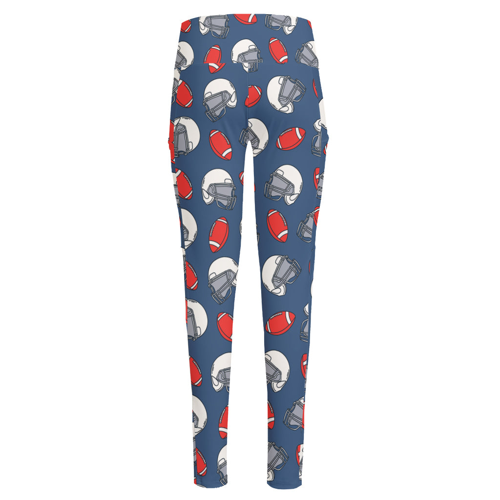 American Football Pattern Print High-Waisted Pocket Leggings