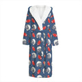 American Football Pattern Print Hooded Bathrobe