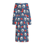 American Football Pattern Print Hooded Bathrobe