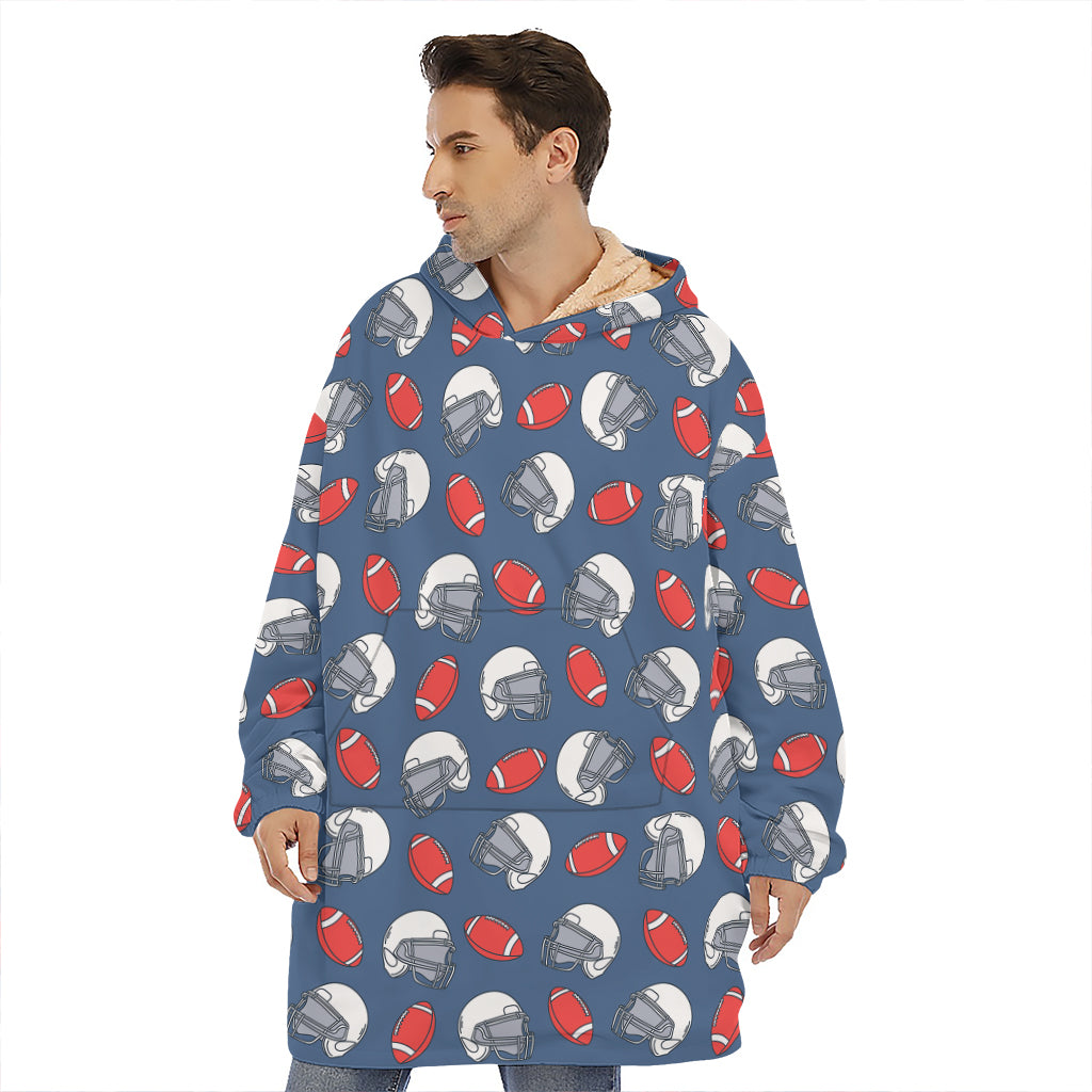 American Football Pattern Print Hoodie Blanket
