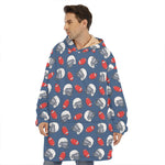 American Football Pattern Print Hoodie Blanket