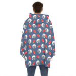 American Football Pattern Print Hoodie Blanket