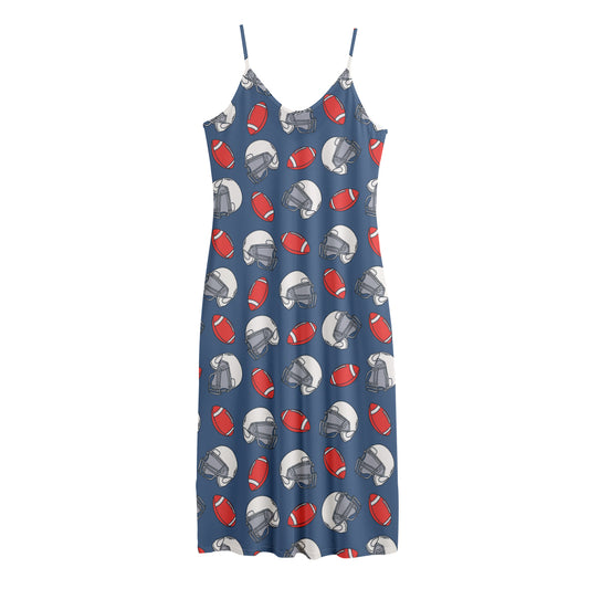 American Football Pattern Print Jersey Midi Cami Dress