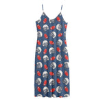 American Football Pattern Print Jersey Midi Cami Dress