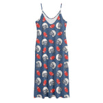 American Football Pattern Print Jersey Midi Cami Dress
