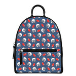 American Football Pattern Print Leather Backpack