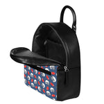 American Football Pattern Print Leather Backpack