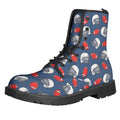 American Football Pattern Print Lace-Up Boots