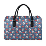 American Football Pattern Print Leather Duffle Bag