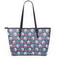 American Football Pattern Print Leather Tote Bag With Zipper